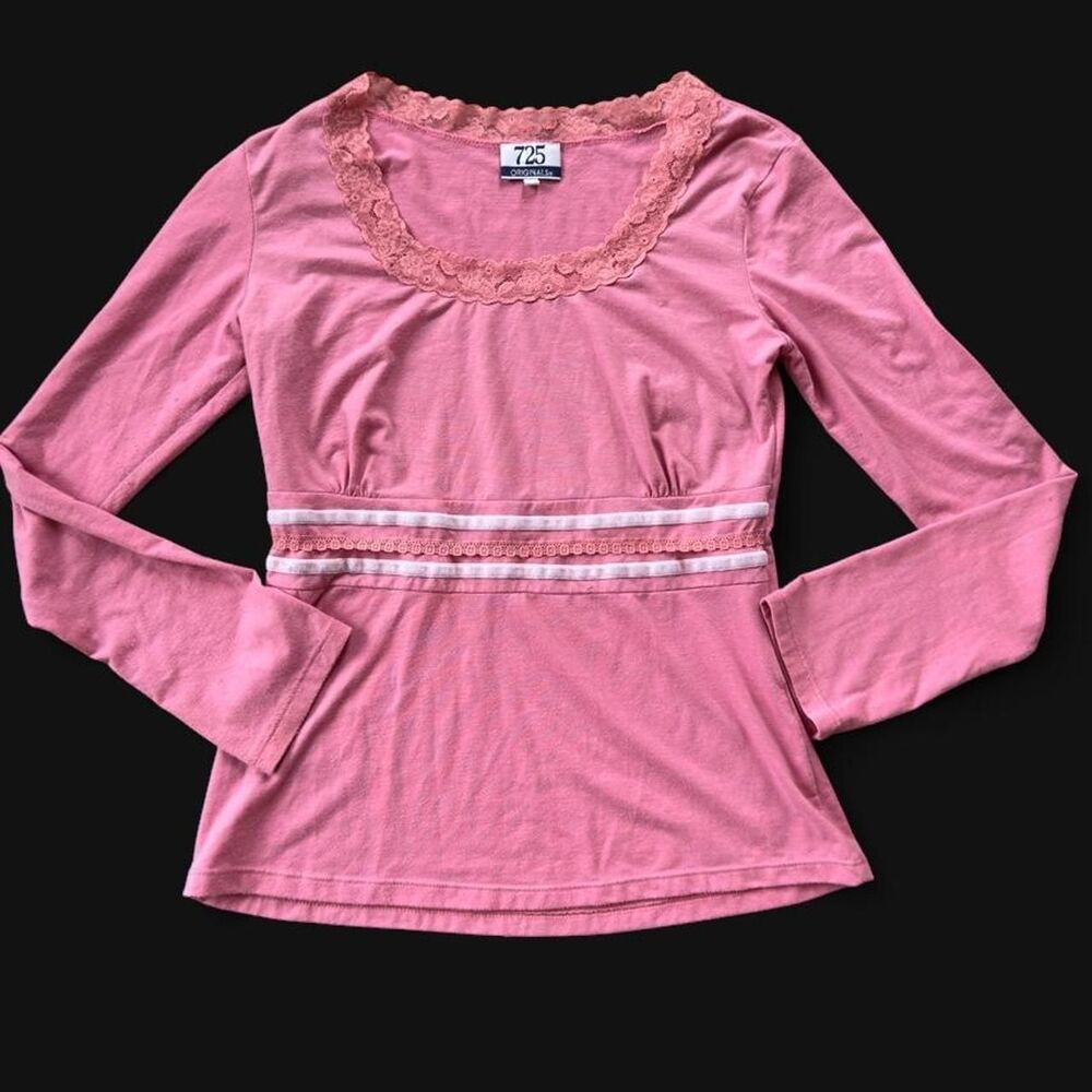 725 Originals Pink long sleeve top lace y2k